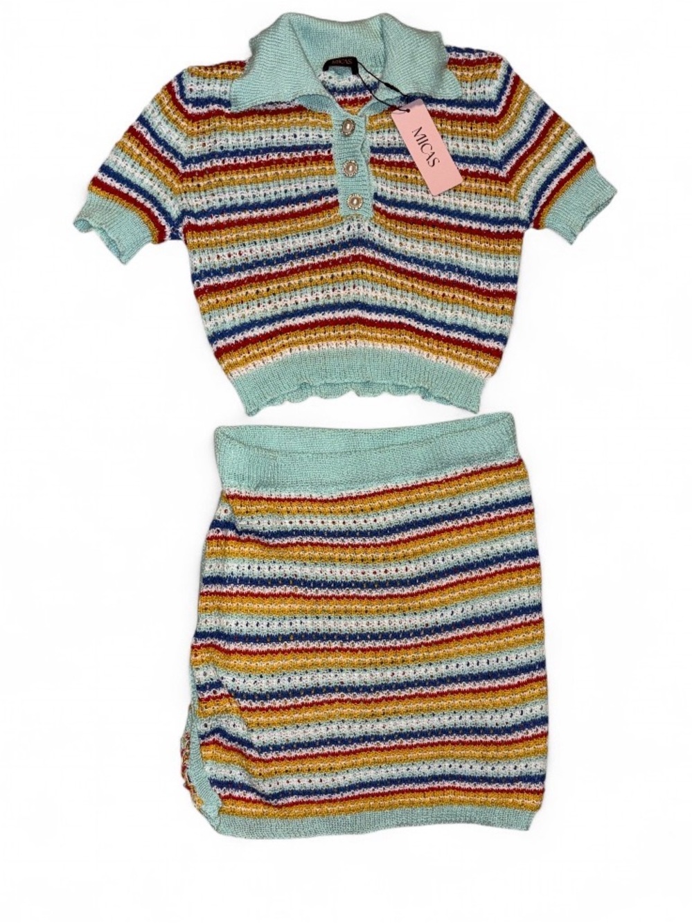 Micas Striped Knit Skirt Set